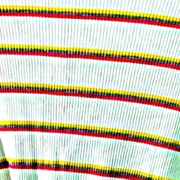 Walking on Sunshine l Short Sleeve Cropped Top Striped Rayon Blend Blouse - Picture 5 of 5